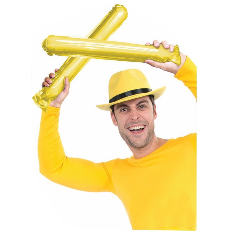 2 Cheerleader Team School Spirit Rally Yellow Inflatable Colored Spirit Sticks