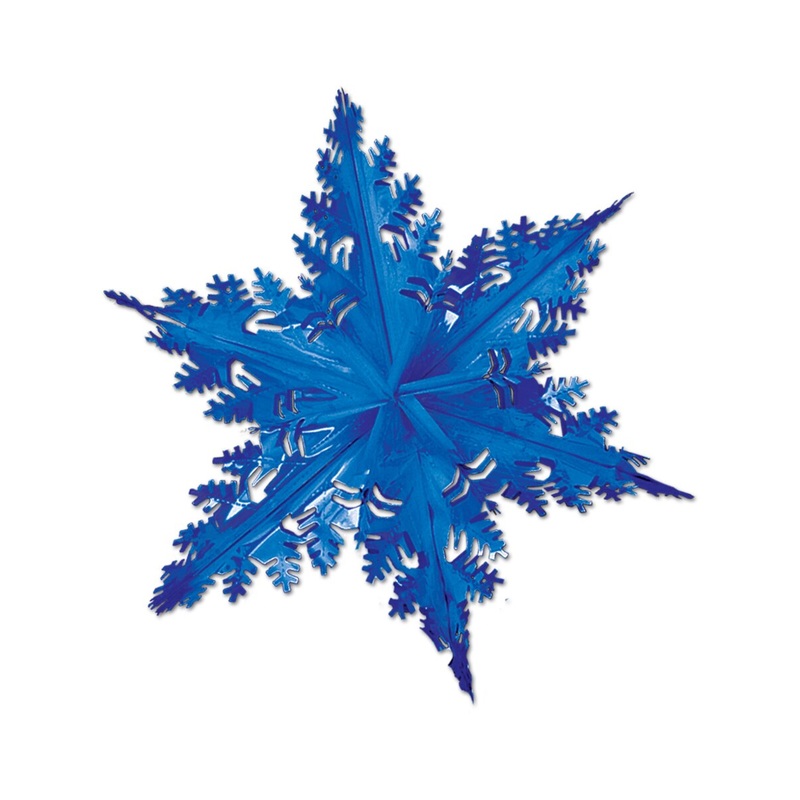 24″ Blue Metallic Winter Snowflake Holiday Hanging Party Decoration