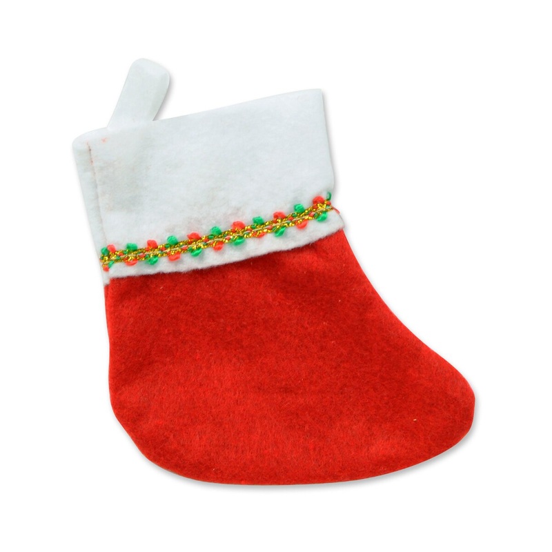 6 Red And White Traditional Mini Christmas Stockings Decorations