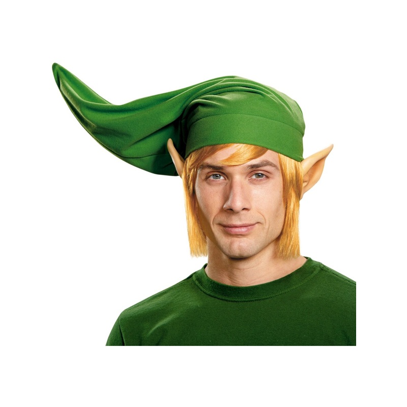 Adults Mens Legend Of Zelda Link Wig Hat And Ears Deluxe Kit Costume Accessory