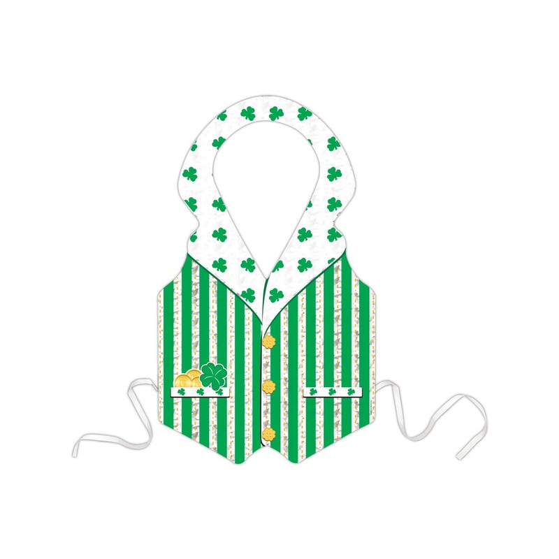 Adults Mens Plastic Prismatic St Patricks Suit Vest Chest Piece Accessory
