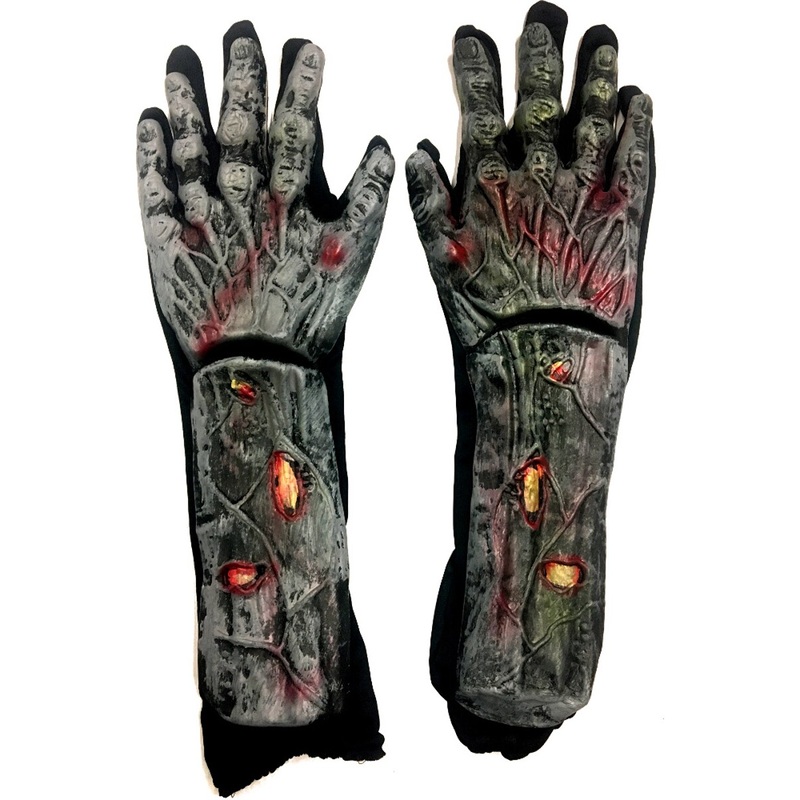 Adults Undead Zombie Exposed Rotted Flesh Gloves Costume Accessory