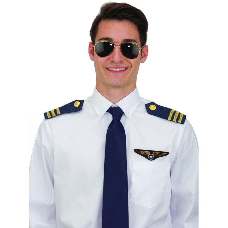 Aviator Pilot Costume Set Sunglasses Epaulets And Pilot Wings Emblem Accessories