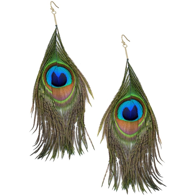 Deluxe Animal Instinct Peacock Earrings Costume Accessory