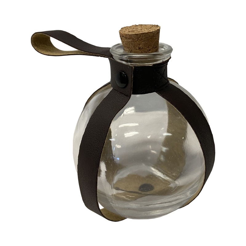 Glass Potion Bottle With Brown Strap Holder