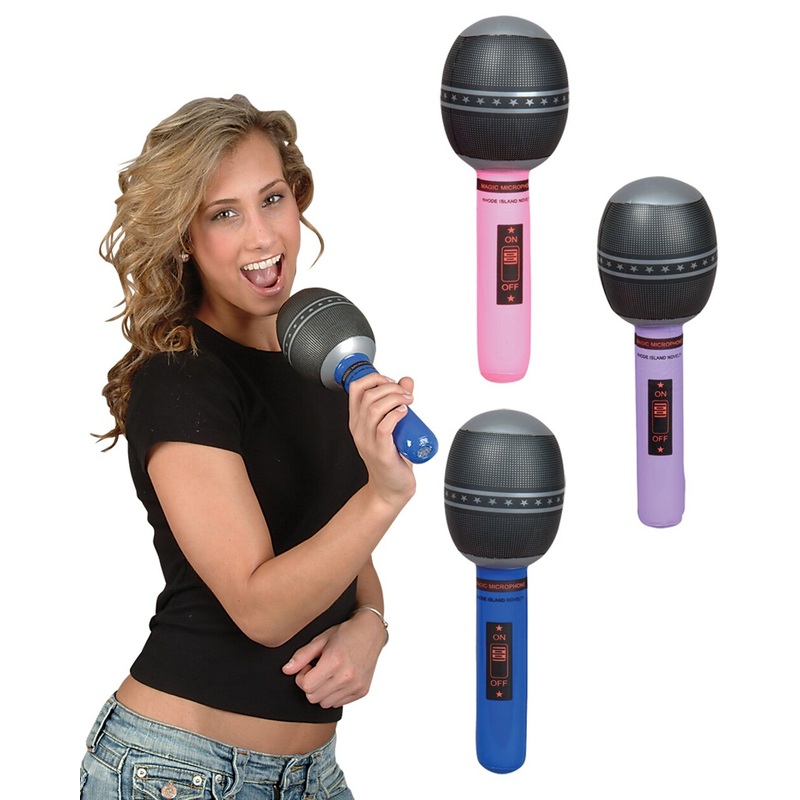 Inflatable Prop Microphones 12 Count Assorted Colors Costume Accessory