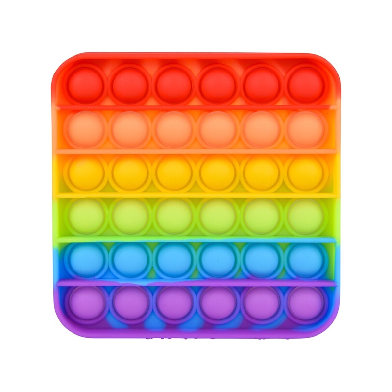 Jumbo Rainbow Square Bubble Popper Toy 5″
