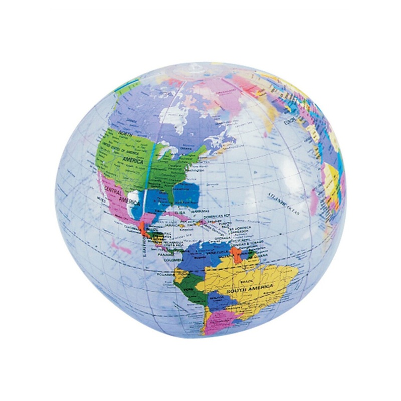 Lot 12 16″ Inflatable Clear See Through Globe Printed Beach Ball Toy Decoration