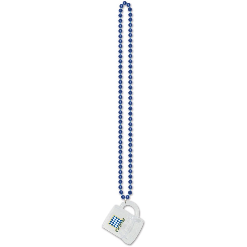 Oktoberfest Ein Prosit Beads Beer Mug Medallion Necklace Costume Accessory