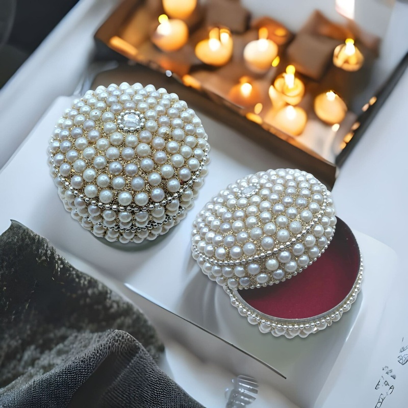 Pearl Jewelry Box for Women and Girls Travel Case Jewelry Organizer Gift Box Indian Pakistani Wedding Favor Diwali Gift for Mothers Day Anniversary Housewarming