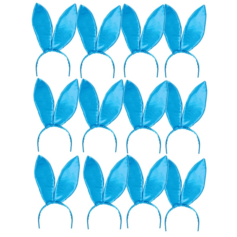Set Of 12 9.5″ Blue Satin Easter Bunny Rabbit Costume Ears Costume Accessories