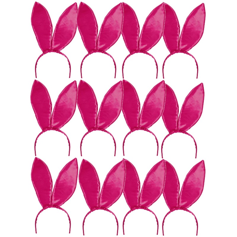 Set Of 12 9.5″ Hot Pink Satin Easter Bunny Rabbit Costume Ears Costume Accessories