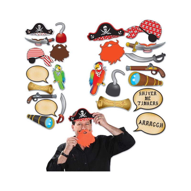 Set Of 12 Pirate Buccaneer Photo Fun Sign Cutouts Party Decoration
