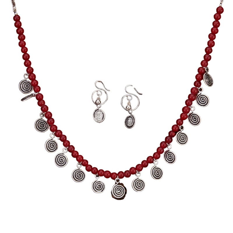 South Indian Oxidized Plating Jewelry Set Boho Tribal Jewelry Traditional Adjustable Bollywood Necklace Earrings Set Indian Long Necklace Bohemian Jewelry Afghani Tribal Tassel