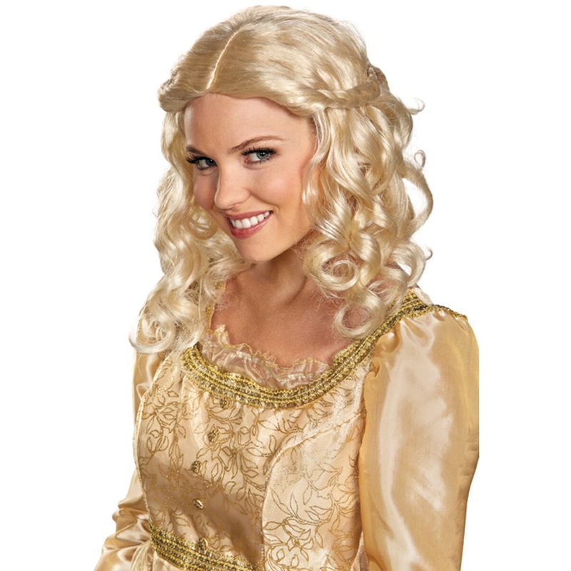 Womens Long Blonde Aurora Maleficent Princess Braided Costume Accessory Wig