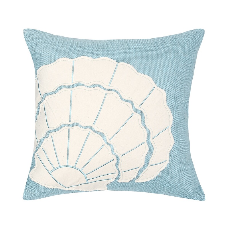 18″ x 18″ Shell Burlap Applique Throw Pillow