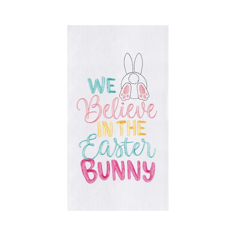 Believe In The Easter Bunny Rabbit Spring Flour Sack Kitchen Dishtowel