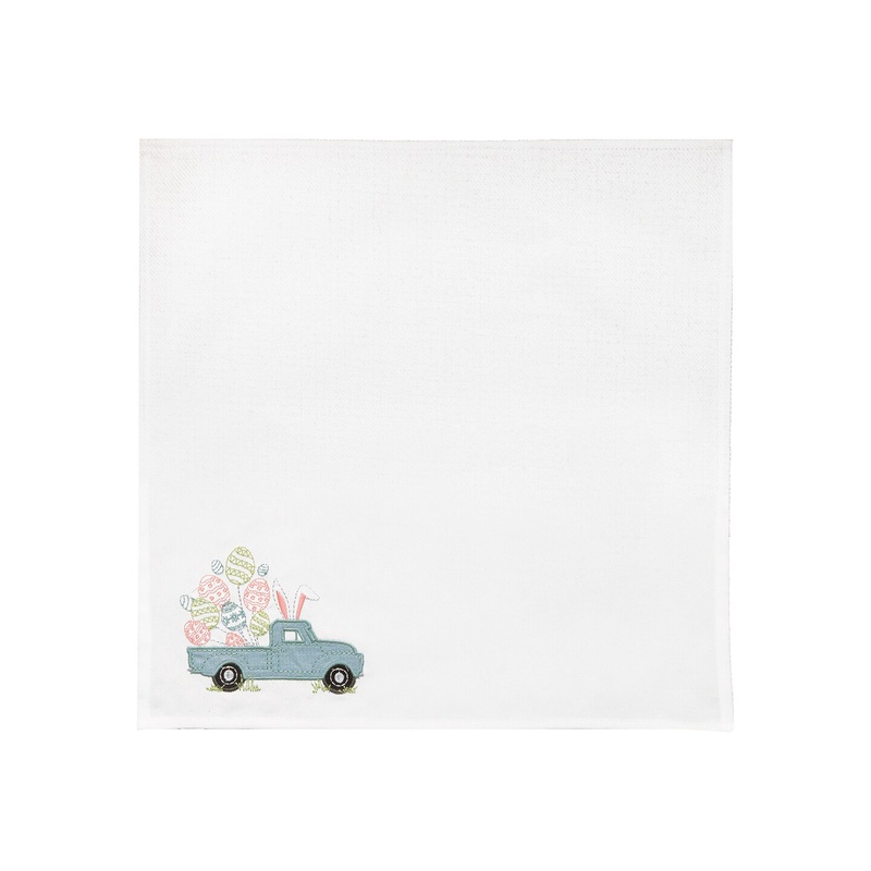 Hippity Hoppity Easter Truck Embroidered Cloth Napkins Set of 6