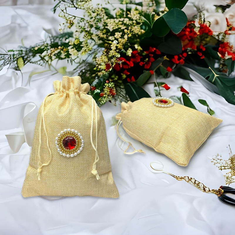 Jute Potli Bags, Eid Gifts Favor, Indian Muslim Punjabi Wedding Favor, Diwali Gift Bag, Return Favor, Gift, Housewarming, Jewelry Organizer