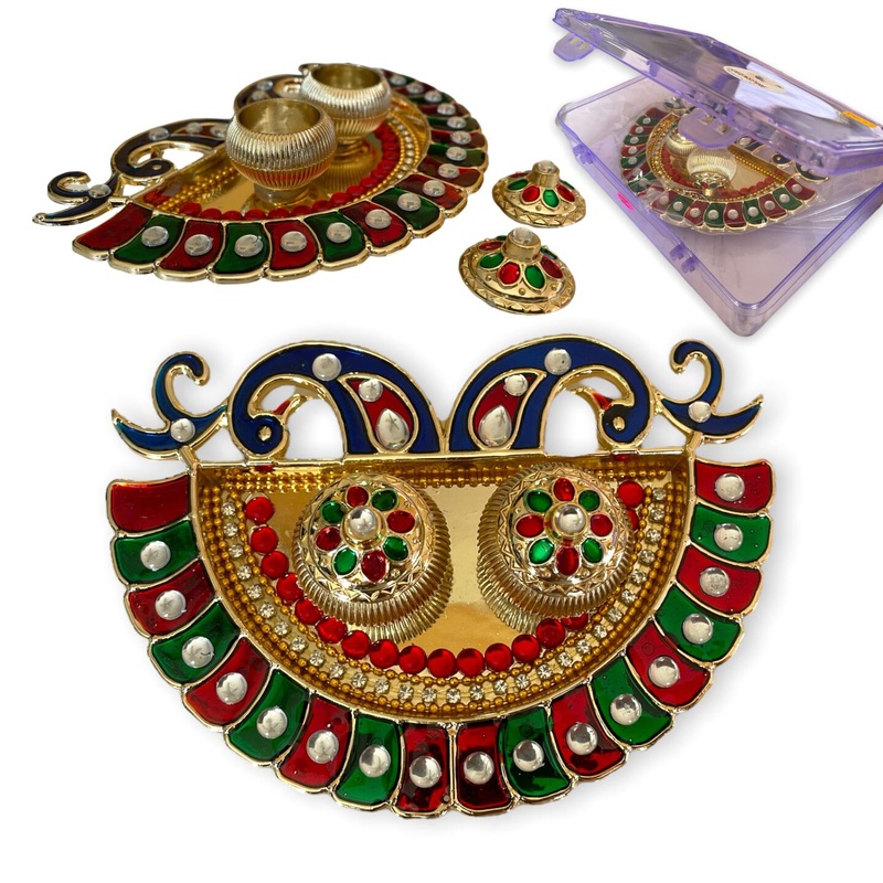 Peacock Bulk Haldi Kumkum Thali Holder Decorative Roli Chawal Holder Indian Festival Rakhi Pooja Thali Diwali Puja Tika Platter Wedding Favor Housewarming Gifts