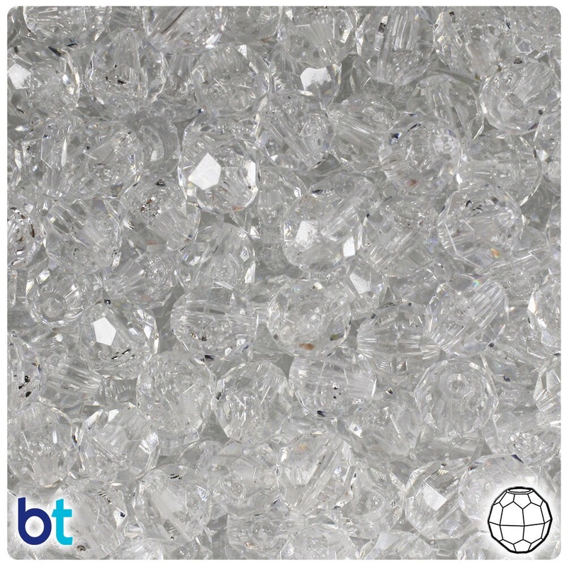 BeadTin Crystal Transparent 10mm Faceted Round Plastic Craft Beads (225pcs)