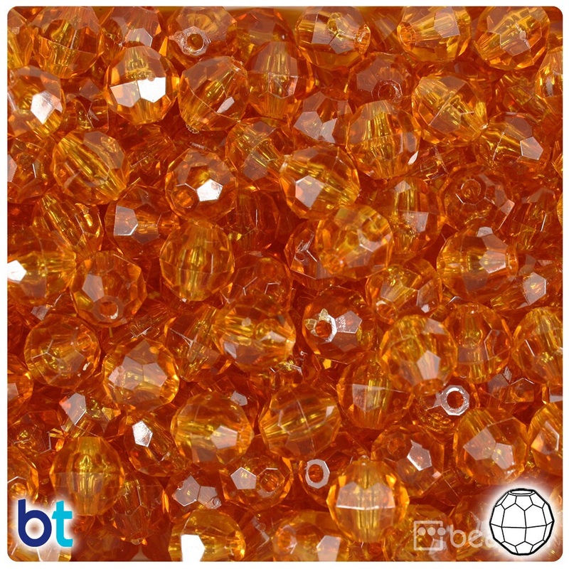 BeadTin Topaz Transparent 10mm Faceted Round Plastic Craft Beads (225pcs)