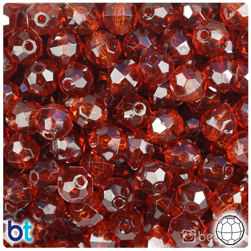BeadTin Tortoise Transparent 10mm Faceted Round Plastic Craft Beads (225pcs)