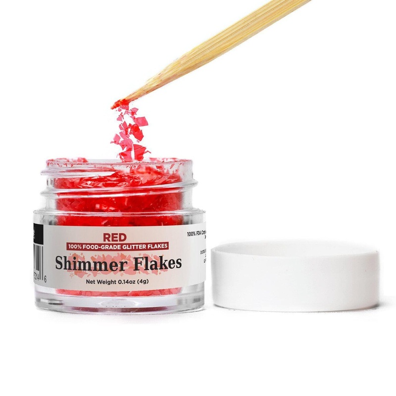 Red Edible Shimmer Flakes 4 Gram Jar