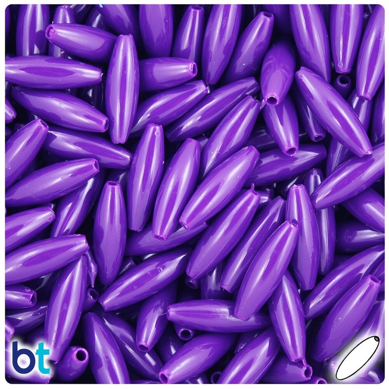 BeadTin Plum Neon Bright 19mm Spaghetti Plastic Craft Beads (150pcs)