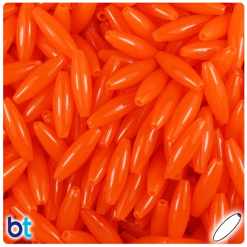 BeadTin Tangelo Neon Bright 19mm Spaghetti Plastic Craft Beads (150pcs)