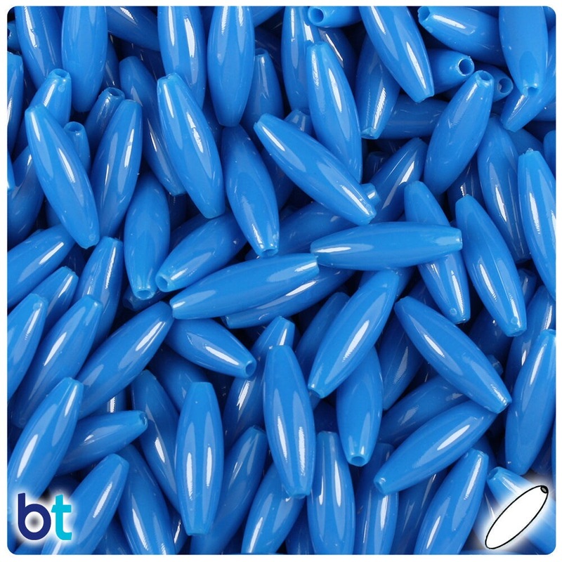 BeadTin True Blue Neon Bright 19mm Spaghetti Plastic Craft Beads (150pcs)