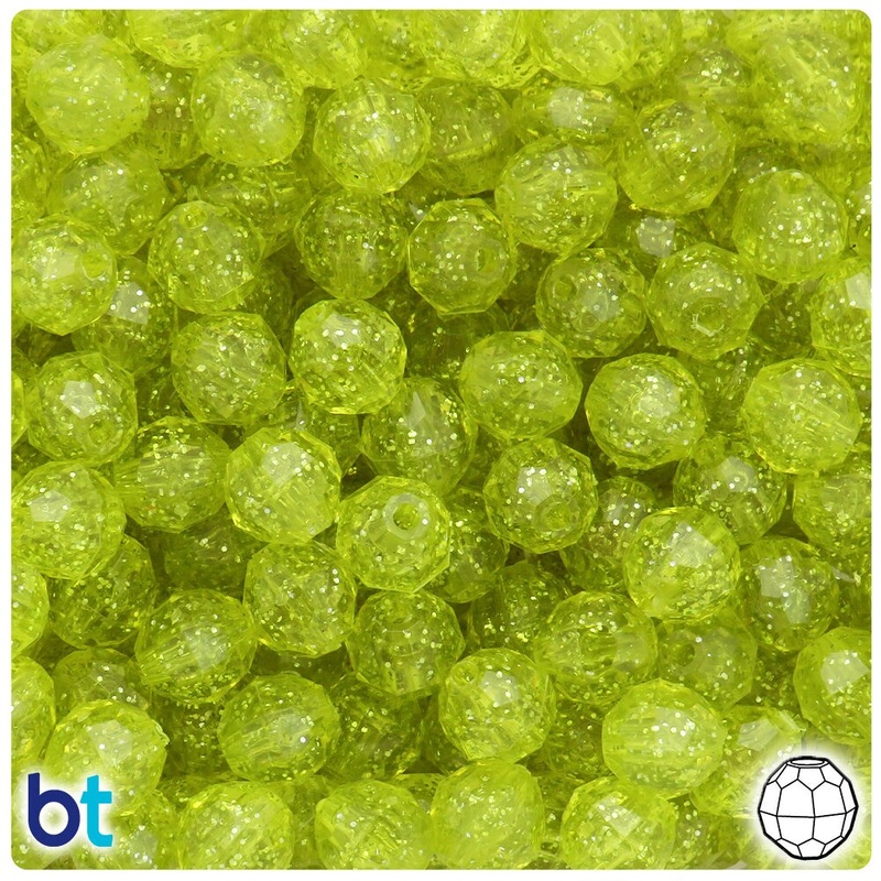 BeadTin Yellow Sparkle 10mm Faceted Round Plastic Craft Beads (225pcs)