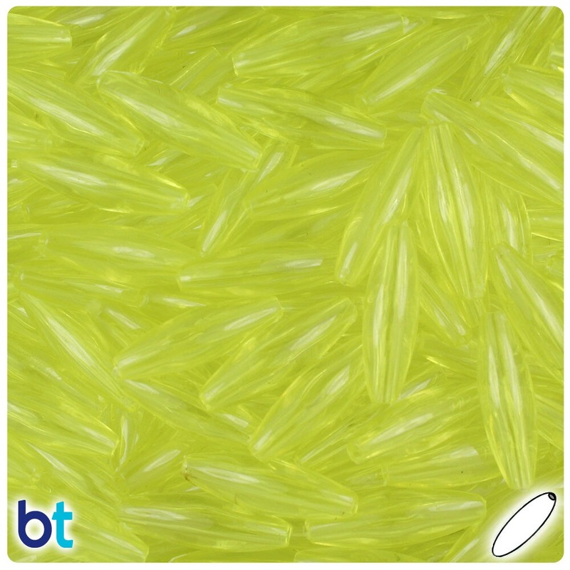 BeadTin Yellow Transparent 19mm Spaghetti Plastic Craft Beads (150pcs)