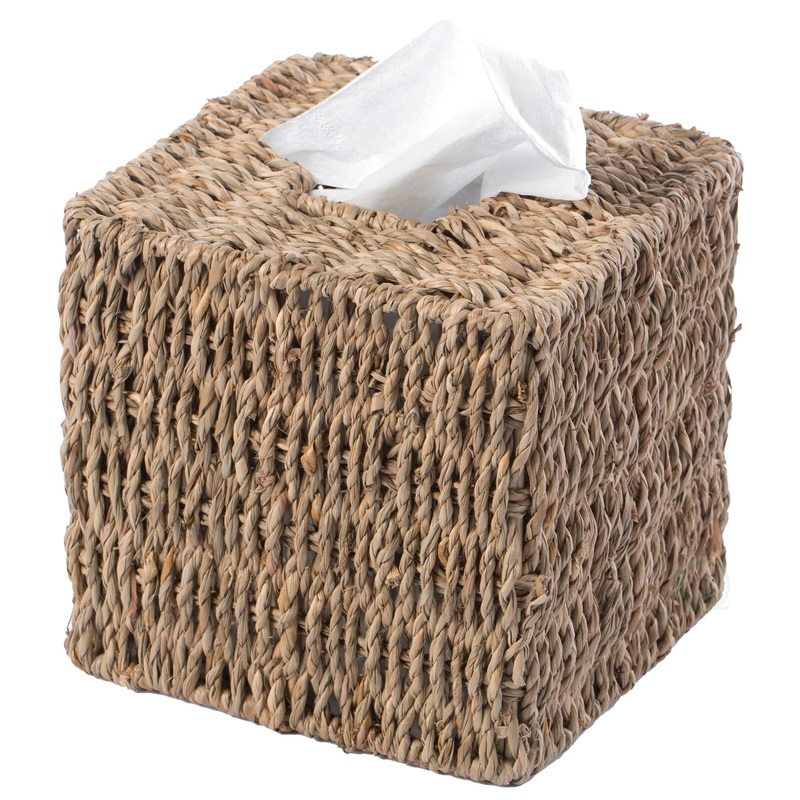 Natural Woven Seagrass Wicker Tissue Box Cover Holder