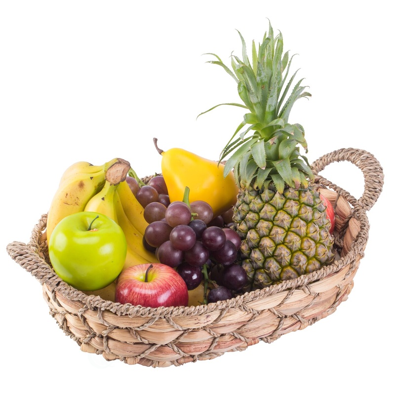 Seagrass Fruit Bread Basket Tray with Handles