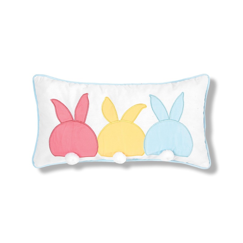 10″ x 20″ Easter Spring Themed Bunny Bum Spring Applique Small/Petite Accent Throw Pillow