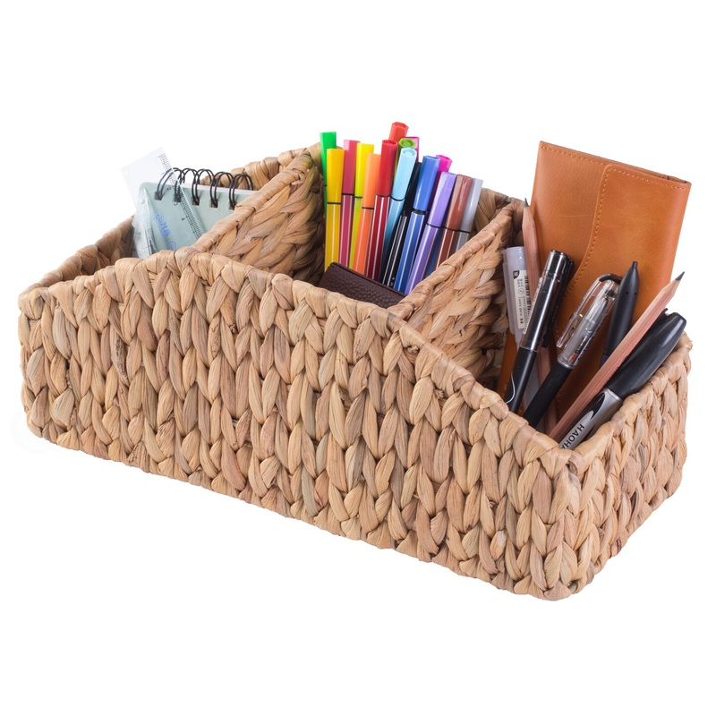 Natural Water Hyacinth Storage Decorative Desk Organizer Caddy