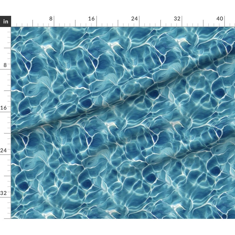 Petal Signature Cotton by the Yard or Fat Quarter Aqua Water Swimming Waves Sea Ocean Pacific Lagoon Pool Caribbean Custom Printed Fabric by Spoonflower