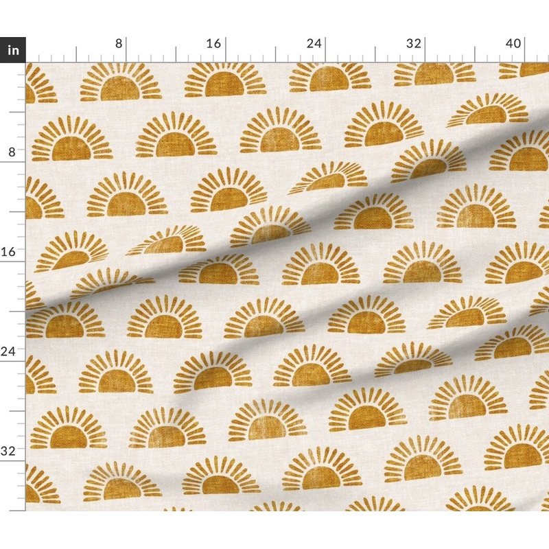 Petal Signature Cotton by the Yard or Fat Quarter Boho Block Print Sun Sunshine In Golden Orange Custom Printed Fabric by Spoonflower
