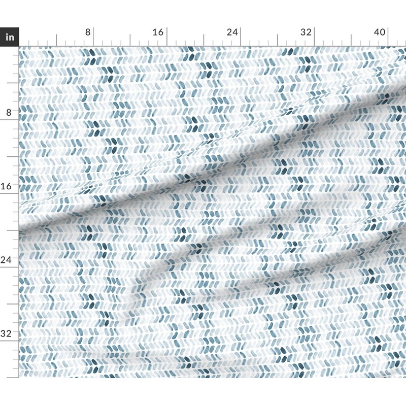 Petal Signature Cotton by the Yard or Fat Quarter Chevron Watercolor Herringbone Navy Blue Spring Summer Custom Printed Fabric by Spoonflower