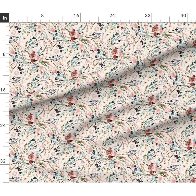Petal Signature Cotton by the Yard or Fat Quarter Floral Blush Pink Flower Vintage Flowers Girl Rose Botanical Custom Printed Fabric by Spoonflower