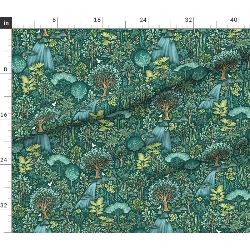 Petal Signature Cotton by the Yard or Fat Quarter Forest Paradise Woodland Nature Wildlife Lush Botanical Green Flora Gender Neutral Baby Custom Printed Fabric by Spoonflower