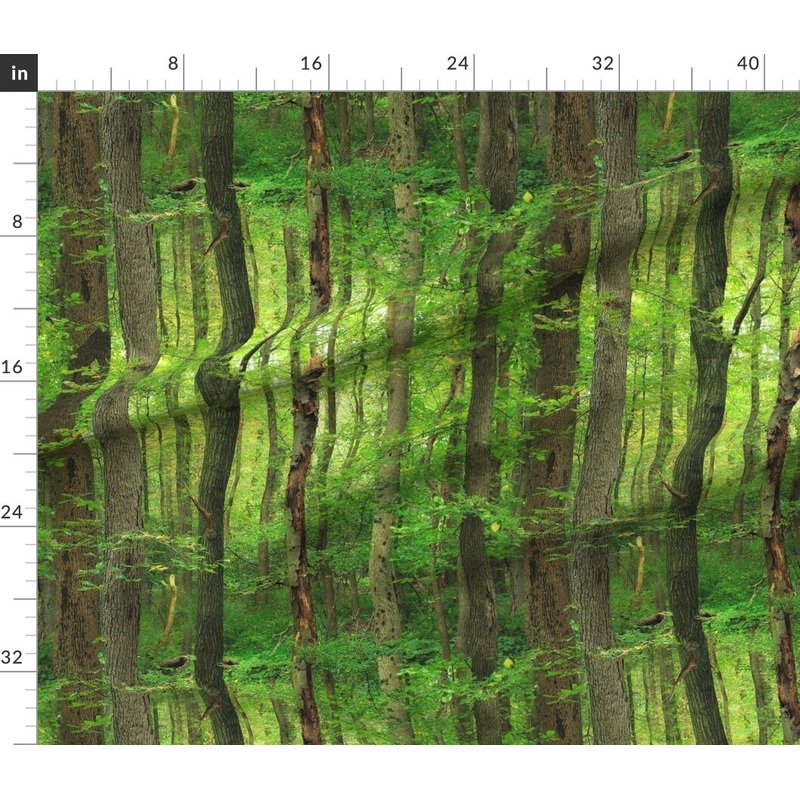 Petal Signature Cotton by the Yard or Fat Quarter Forest Trees Grove Wood Birch Green Emerald Woodland Custom Printed Fabric by Spoonflower