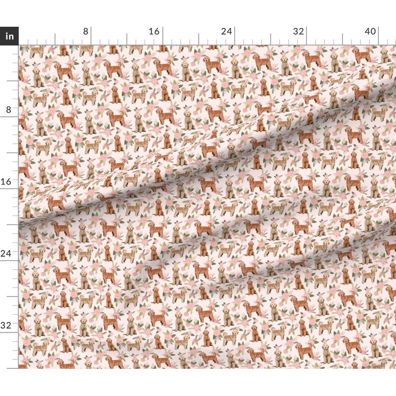 Petal Signature Cotton by the Yard or Fat Quarter Golden Doodle Floral Dog Florals Peach Cheater Quilt Pet Goldendoodle Custom Printed Fabric by Spoonflower
