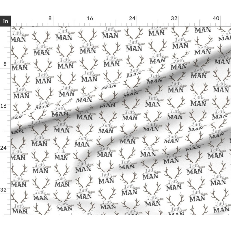 Petal Signature Cotton by the Yard or Fat Quarter Little Man Arrow & Horns Grey Modern Print Woodland Deer Head Antlers Antler & Boy Nursery Decor Custom Printed Fabric by Spoonflower