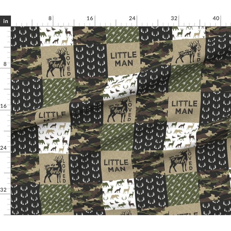 Petal Signature Cotton by the Yard or Fat Quarter Little Man Woodland Wholecloth Camouflage Camo Hunting Deer Boy Custom Printed Fabric by Spoonflower