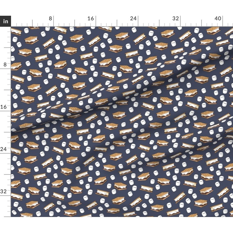 Petal Signature Cotton by the Yard or Fat Quarter Marshmallows Adventure Blue Food Camping Custom Printed Fabric by Spoonflower