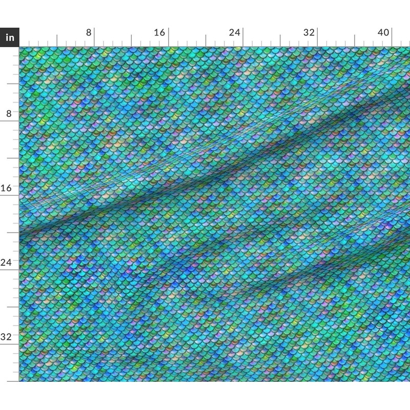 Petal Signature Cotton by the Yard or Fat Quarter Mermaid Scales Fish Ocean Mermaids Aquatic Custom Printed Fabric by Spoonflower