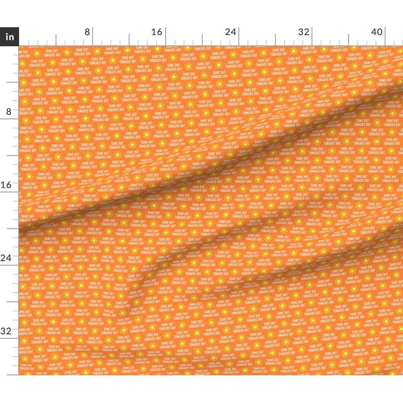Petal Signature Cotton by the Yard or Fat Quarter Suns Out Tongues Out Fun Summer Dog Orange Custom Printed Fabric by Spoonflower