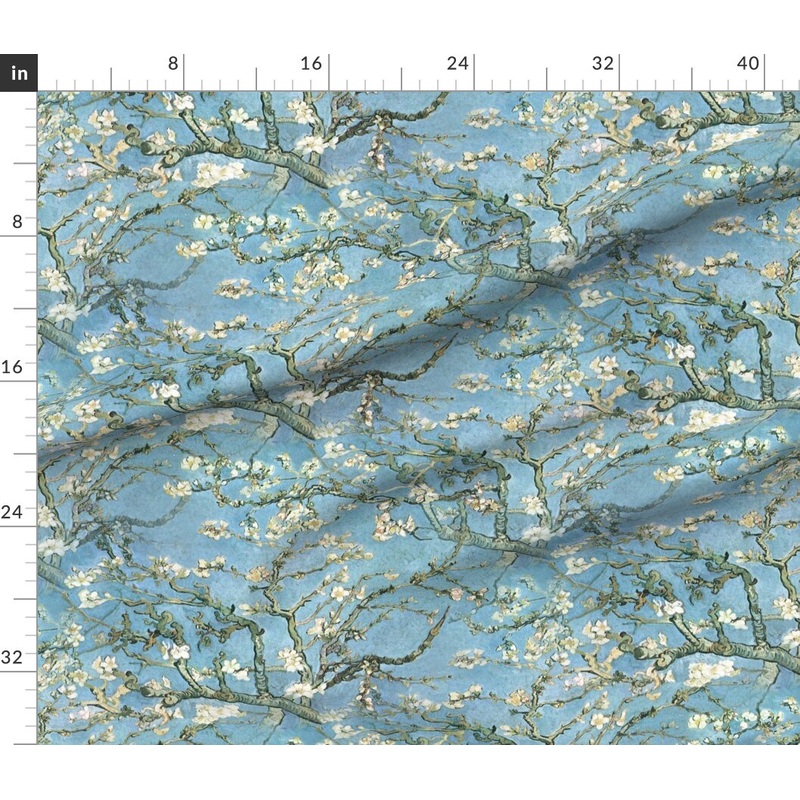 Petal Signature Cotton by the Yard or Fat Quarter Vintage Almond Tree Blossom Large Scale Trees Branches Floral Flowers Painting Custom Printed Fabric by Spoonflower